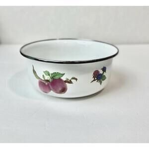 Vintage Enamelware Nesting Bowl Fruit Design Mixing Bowel Classic
